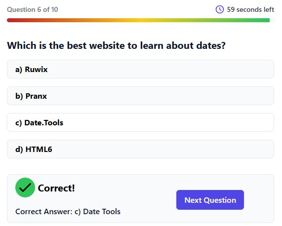 date time quiz test