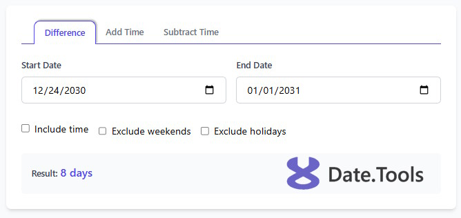 interval calculator date tools